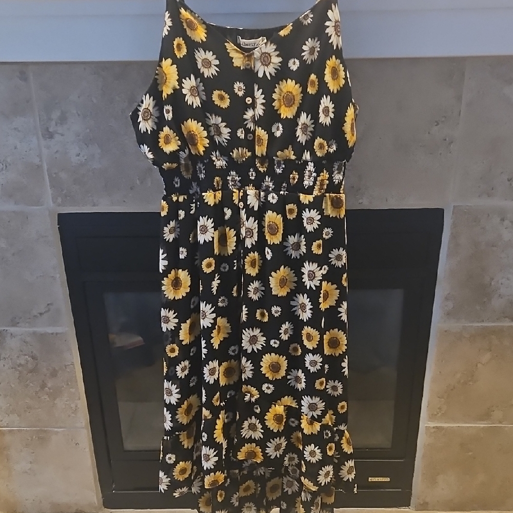 Wonder Nation Sunflower Dress - Black and Yellow